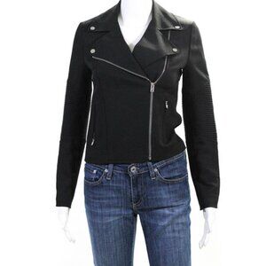Wilfred Aritzia Vegan Leather Jacket Collared Black Size XS Moto Motorcycle